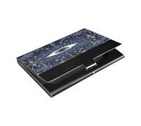Ttgoth Tarjetero azul contra el mal de ojo para hombres y mujeres, piel sintética y acero inoxidable, funda para tarjetas de identificación, para viajes y trabajo, a, 9.3x5.8x1 cm, Moderno