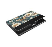 Ttgoth Tarjetero con diseño de mariposa de peonía para hombres y mujeres, piel sintética y acero inoxidable, funda para tarjetas de identificación, para viajes y trabajo, a, 9.3x5.8x1 cm, Moderno