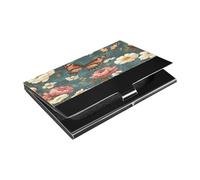 Ttgoth Tarjetero con diseño de mariposa de peonía para hombres y mujeres, piel sintética y acero inoxidable, funda para tarjetas de identificación, para viajes y trabajo, a, 9.3x5.8x1 cm, Moderno