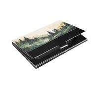 Ttgoth Tarjetero de piel sintética y acero inoxidable con diseño de bosque de acuarela para hombres y mujeres, funda para tarjetas de identificación, para viajes y trabajo, a, 9.3x5.8x1 cm, Moderno