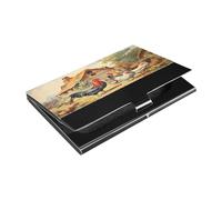 Ttgoth Tarjetero de piel sintética y acero inoxidable con diseño de gallinas de granja para hombres y mujeres, funda para tarjetas de identificación para viajes y trabajo, a, 9.3x5.8x1 cm, Moderno