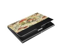 Ttgoth Tarjetero de piel sintética y acero inoxidable con diseño de hoja de hongo para hombres y mujeres, funda para tarjetas de identificación, para viajes y trabajo, a, 9.3x5.8x1 cm, Moderno