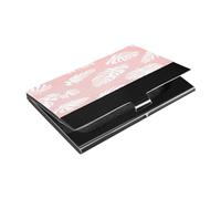 Ttgoth Tarjetero de piel sintética y acero inoxidable con diseño de hoja de palmera para hombres y mujeres, funda para tarjetas de identificación, para viajes y trabajo, a, 9.3x5.8x1 cm, Moderno