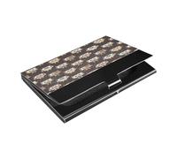 Ttgoth Tarjetero marrón de búhos para hombres y mujeres, piel sintética y acero inoxidable, funda para tarjetas de identificación, para viajes y trabajo, a, 9.3x5.8x1 cm, Moderno