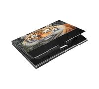 Ttgoth Tiger King - Tarjetero para hombres y mujeres, piel sintética y acero inoxidable, bolsillo para tarjetas de identificación, para viajes y trabajo, a, 9.3x5.8x1 cm, Moderno