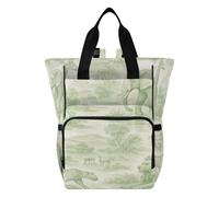Ttgoth Toile Animals - Mochila para pañales impermeable con soportes aislados para biberones, mochila de viaje con correas para cochecito para mamá y papá