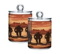 Ttgoth Western Cowboy Qtip - Dispensador de acrílico para baño, 2 unidades, tarro de boticario, organizador de maquillaje para almohadilla de algodón, brotes, hisopos, bolas