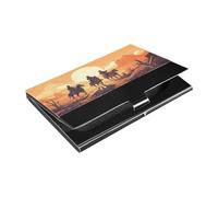Ttgoth Western Cowboy - Tarjetero para hombres y mujeres, piel sintética y acero inoxidable, bolsillo para tarjetas de identificación, para viajes y trabajo, a, 9.3x5.8x1 cm, Moderno