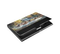 Ttgoth Wild Horses - Tarjetero para hombres y mujeres, piel sintética y acero inoxidable, bolsillo para tarjetas de identificación, para viajes y trabajo, a, 9.3x5.8x1 cm, Moderno