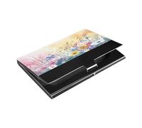 Ttgoth Wildflower - Tarjetero para hombres y mujeres, piel sintética y acero inoxidable, bolsillo para tarjetas de identificación, para viajes y trabajo, a, 9.3x5.8x1 cm, Moderno