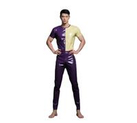 TTHFEOMDFJN Uniforme de goma de látex 100 % natural para Halloween, hecho a mano, abrigos y pantalones personalizados, XXL, morado y blanco