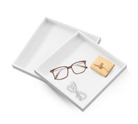 TTIAYAO 2 Piezas Bandeja Decorativa Blanca Cuadrada Bandeja Baño de Madera Pequeña Organizador de Bandeja Baño para Joyas Perfumes Cosméticos Cocina, 20 x 20 cm