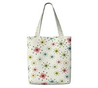 TTIGLHOH Atomic Stars - Bolsa de la compra de lona reutilizable con diseño retro de estrellas, bolsa mediana con cierre a presión, uso diario, trabajo, compras