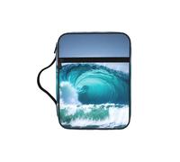 TTIGLHOH Bolsa de almacenamiento de la Biblia con estampado de olas oceánicas, resistente al agua, portador de tela Oxford, estuche organizador de estudio de iglesia