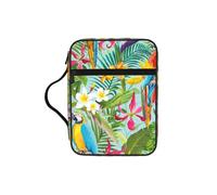 TTIGLHOH Bolsa de almacenamiento de la Biblia con estampado de plantas tropicales y loros, resistente al agua, portador de tela Oxford, estuche organizador de estudio de iglesia