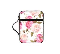 TTIGLHOH Bolsa de almacenamiento de la Biblia con estampado floral rosa rosa, resistente al agua, portador de tela Oxford, estuche organizador de estudio de iglesia