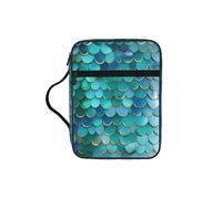 TTIGLHOH Bolsa de almacenamiento de la Biblia impresa a escala de sirena, resistente al agua, portador de tela Oxford, estuche organizador de estudio de iglesia