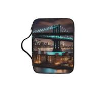 TTIGLHOH Bolsa de almacenamiento de la Biblia impresa con el puente de Manhattan de Nueva York, resistente al agua, portador de tela Oxford, estuche organizador de estudio de iglesia