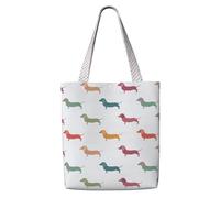TTIGLHOH Bolsa de compras de lona reutilizable con diseño de perros salchicha, bolsa mediana con cierre a presión, uso diario, trabajo, compras