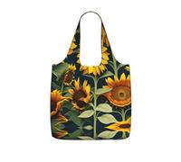 TTIGLHOH Bolsa de compras reutilizable con estampado de girasol y flores silvestres, plegable, ligera, 25 L, para viajes de comestibles
