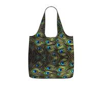 TTIGLHOH Bolsa de compras reutilizable con estampado de pavo real fresco, plegable, ligera, 25 L, para viajes de comestibles