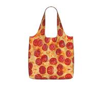 TTIGLHOH Bolsa de compras reutilizable con estampado de pizza y pepperoni en 3D, plegable, ligera, 25 L para viajes de comestibles