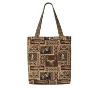 TTIGLHOH Bolsa de la compra de lona reutilizable con diseño de ciervo y alce, bolsa mediana con cierre a presión, uso diario, trabajo, compras