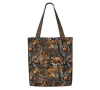 TTIGLHOH Bolsa de la compra de lona reutilizable con diseño de ciervo y alce de caza, bolsa mediana con cierre a presión, uso diario, trabajo, compras