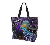 TTIGLHOH Bolso de mano para mujer, estampado de pavo real, reutilizable, bolso grande para el trabajo, la escuela, las compras y las actividades al aire libre