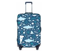 TTIGLHOH Bonito estampado de peces azules listo para viajar, protección contra arañazos, excluye la funda de maleta que evita que el equipaje se mezcle, White, XL