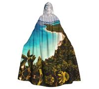 TTIGLHOH Capa larga con capucha de Isla de Cuba, bata gótica para adultos, para baile de máscaras, disfraz de larpa medieval