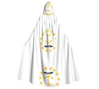 TTIGLHOH Capa larga con capucha de la bandera del estado de Rhode Island, bata gótica para adultos, para baile de máscaras, disfraz de larpa medieval