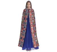 TTIGLHOH Capa larga con capucha de símbolos de Inglaterra, bata gótica para adultos, para baile de máscaras, disfraz de larpa medieval