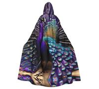 TTIGLHOH Capa larga de pavo real morado con capucha, bata gótica para adultos, para baile de máscaras, disfraz de larpa medieval