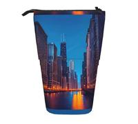 TTIGLHOH Chicago - Estuche para lápices de noche para niñas y niños, bolsa telescópica para niños, gran capacidad para la escuela, Black, Talla única, Organizador de bolsas