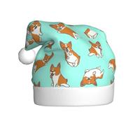 TTIGLHOH Corgi - Gorras gruesas para disfraz de otoño e invierno con estampado de perro lindo de felpa única y elegante para mujeres adultas, sombrero de Papá Noel, ceremonia de vacaciones