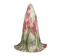 TTIGLHOH Disfraz de capa larga de tulipanes rosas para adolescentes, cosplay, baile de máscaras, vampiro, bruja, disfraz de fiesta de Halloween