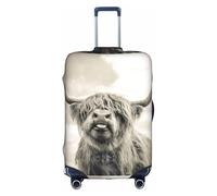 TTIGLHOH Divertida impresión de vaca de las tierras altas, protección contra arañazos, excluye la funda de maleta que evita que el equipaje se mezcle, White, L