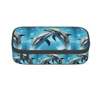 TTIGLHOH Dolphins in Love - Estuche para lápices de gran capacidad, elegante estuche para lápices, organizador para oficina, universidad, escuela, Black, Talla única, Organizador de bolsas