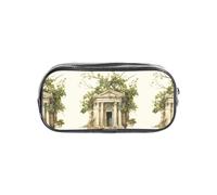 TTIGLHOH Edificio antiguo con rama de olivo romano y estuche transparente con estampado griego, organizador de cosméticos impermeable, portátil para herramientas de arte