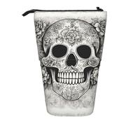 TTIGLHOH Estuche para lápices de pie con calavera mexicana para niñas y niños, bolsa telescópica para niños, gran capacidad para la escuela, Black, Talla única, Organizador de bolsas
