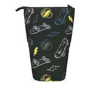 TTIGLHOH Estuche para lápices de pie para monopatín de graffiti, para niñas y niños, bolsa telescópica para niños, gran capacidad para la escuela, Black, Talla única, Organizador de bolsas