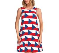 TTIGLHOH Flag of The Czech Republic - Vestido casual para mujer, sin mangas, largo hasta la rodilla, con bolsillos, Negro, 3XL