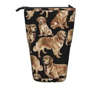 TTIGLHOH Golden Retrievers - Estuche para lápices de pie para niñas y niños, bolsa telescópica para niños, gran capacidad para la escuela, Black, Talla única, Organizador de bolsas