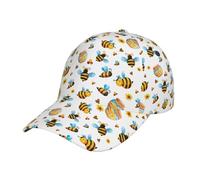 TTIGLHOH Gorra de béisbol con estampado de abeja de dibujos animados, elegante, con pico curvado, de sarga de poliéster, ajustable, unisex, para vacaciones, color negro