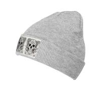 TTIGLHOH Gorro de punto elástico con estampado de calavera mexicana para hombres y mujeres, accesorio de moda para uso en el hogar y al aire libre, gris, Talla única