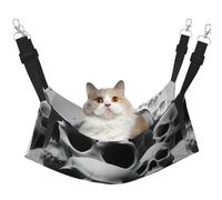 TTIGLHOH Hamaca para mascotas, diseño de calaveras en blanco y negro, para gatos, hurones, cama suave, adecuada para mascotas, conejillos de indias, hámster, gatitos