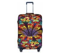 TTIGLHOH Impresión de vidrieras con diseño de flores, listo para viajar, protección contra arañazos, excluye la funda de la maleta para evitar que el equipaje se mezcle, White, XL