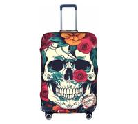 TTIGLHOH Impresión ornamental con diseño de calaveras y flores, protección contra arañazos, no incluye la funda para maleta, evita que el equipaje se mezcle, White, L