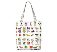 TTIGLHOH Introducción de varias verduras bolsa de la compra de lona reutilizable, bolsa mediana con cierre a presión, uso diario, trabajo, compras